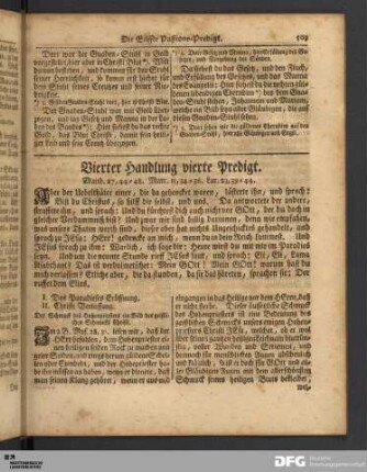 Vierter Handlung vierte Predigt (Die eilffte Paßions-Predigt).