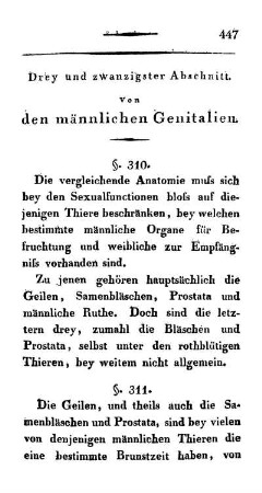 Drey und zwanzigster Abschnitt. Von den männlichen Genitalien.