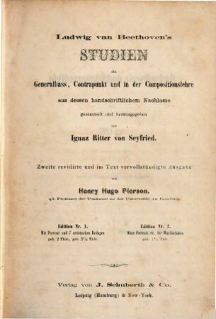 Ludwig van Beethoven's Studien im Generalbass, Contrapunkt und in der Compositionslehre