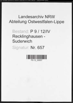 Sterberegister Standesamt IV Recklinghausen-Stadt