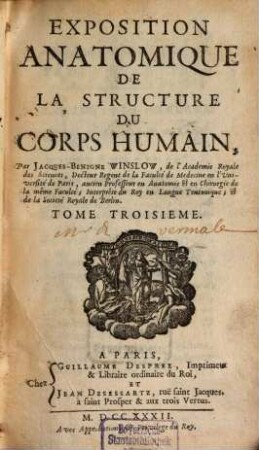 Exposition Anatomique de la Structure du Corps humain, 3