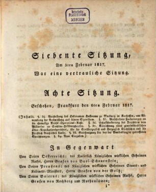 Protokolle der Deutschen Bundesversammlung. [Teilausgabe], 2. 1817