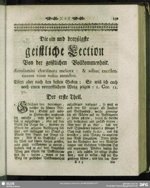 Die ein und dreyßigste geistliche Lection Von der geistlichen Vollkommenheit