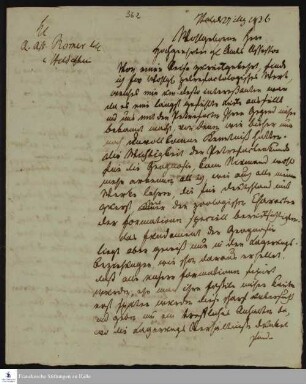 Brief von Christian Keferstein an Friedrich Adolph Roemer.