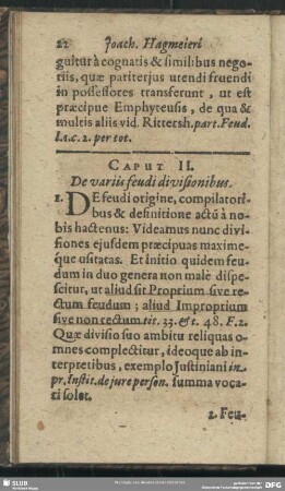 Caput II. De variis feudi divisionibus