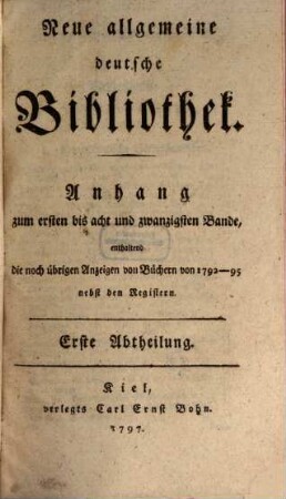 Neue allgemeine deutsche Bibliothek. 1/28,1. 1792/95 (1797)