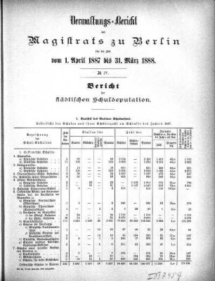 No. IV. Bericht der städtischen Schuldeputation
