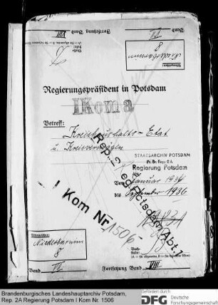 Kreishaushaltspläne, Verwaltungsberichte und Kreisvermögen des Kreises Niederbarnim