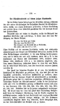 Der Eisenhüttenbetrieb auf seinem jetzigen Standpunkte