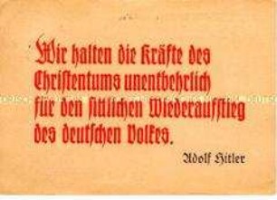 Postkarte mit einem Spruch von Adolf Hitler
