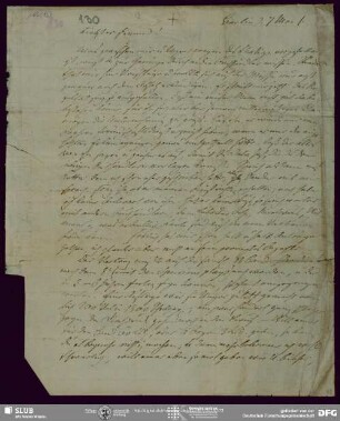 Eigenh. Brief von August Wilhelm von Schlegel an Ludwig Tieck, Berlin, 07.05.1801