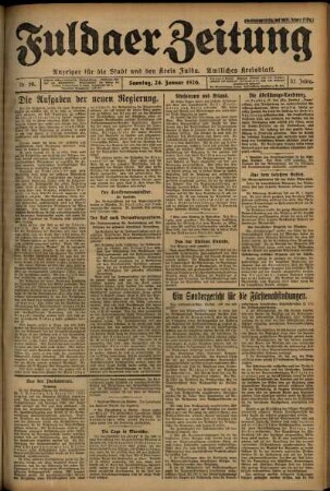 Erste Ausgabe vom Sonntag, den 24. Januar 1926.