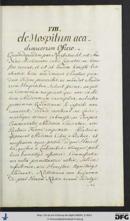 [fol. 10] De hospitium academicorum officio
