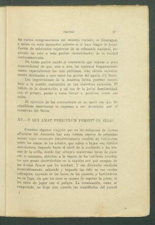 XV. - Y qui amat periculum peribit in ello!