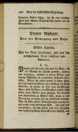 Dritter Abschnitt. Von der Bewegung und Ruhe.