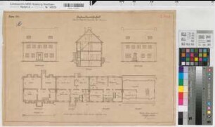 Einfamilienreihenhaus Grundrisse, Ansichten, Schnitt 1923 1 : 100 38 x 58 Pause Westfälische Heimstätte Wohnungsgesellschaft Münsterland
