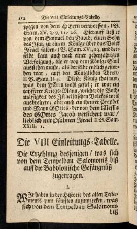 112-117, Die VIII. Einleitungs-Tabelle