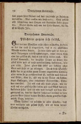 Dreyzehnter Unterricht. Pflichten gegen sich selbst.