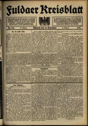 Ausgabe vom Mittwoch, den 14. September 1910.