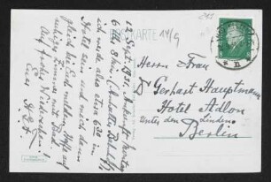 Brief von Hermann Georg Fiedler an Gerhart Hauptmann und Margarete Hauptmann
