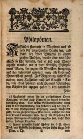 Plutarchs von Chäronea Lebensbeschreibungen der berühmten Männer Theseus, Romulus, Lykurgs, Numa, Solons und P. Val. Publicola, Vierter Theil