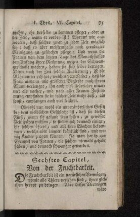 Sechstes Capitel, Von der Fruchtbarkeit.