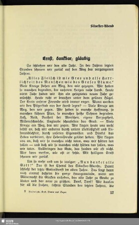 Silvester-Abend. Ernst, dankbar, gläubig