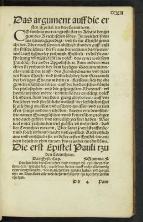 Die erst Epistel Pauli tzu den Corinthern.