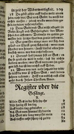 Register uber die Gesänge.