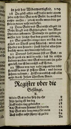 Register uber die Gesänge.