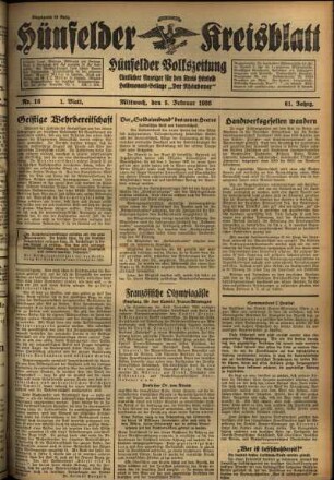 Erste Ausgabe vom Mittwoch, den 05. Februar 1936.