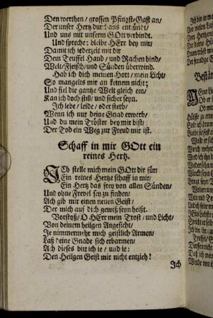 Schaff in mir GOtt ein reines Hertz