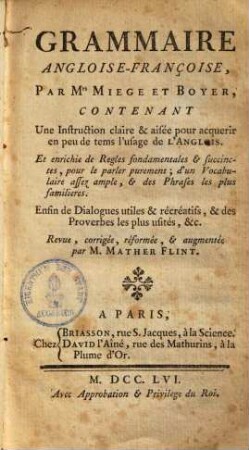 Grammaire Angloise-Françoise