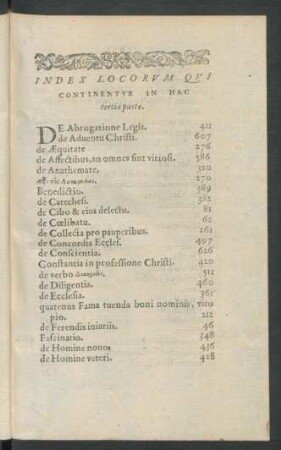 Index Locorum Qui Continentur In Hac tertia parte.
