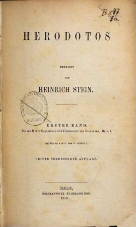 Herodotos, 1,1. Einleitung und Übersicht des Dialektes ; Buch I