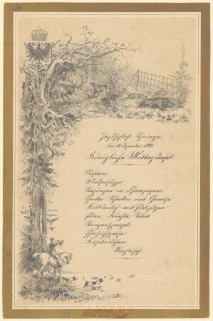 Menükarte : Königliche Mittagstafel, Jagdschloss Springe