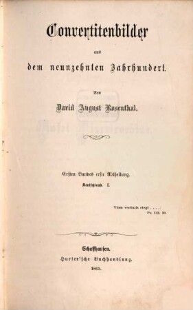 Convertitenbilder aus dem neunzehnten Jahrhundert. 1,1, Deutschland ; 1. Abt.