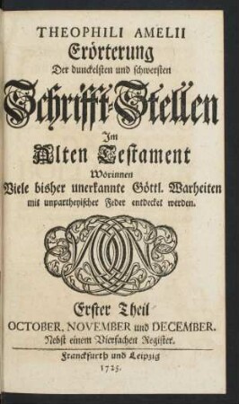 Erster Theil, [4]: October, November und December. Nebst einem Vierfachen Register