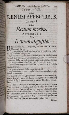 Titulus VIII. De Renum Affectibus
