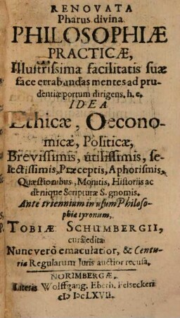 Renovata pharus divina philosophiae practicae