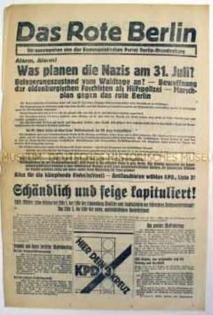 Sonderausgabe der kommunistischen Wochenzeitung (?) "Das Rote Berlin" zur Reichstagswahl im Juli 1932