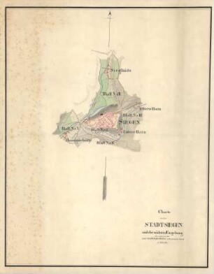 Karte der Stadt Siegen und der nächsten Umgebung