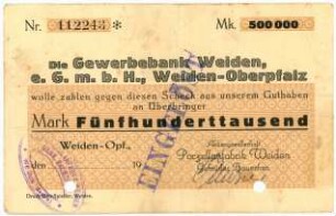 Geldschein / Notgeld, 500.000 Mark, 1923