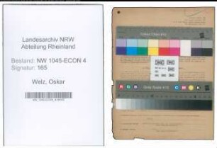Entnazifizierung Oskar Welz , geb. 20.04.1901 (Haendler)