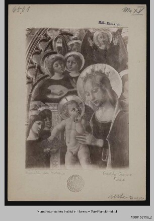 Thronende Madonna mit Kind umgeben von Heiligen