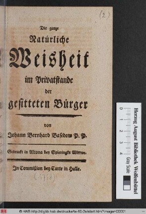 Die ganze Natürliche Weisheit im Privatstande der gesitteten Bürger