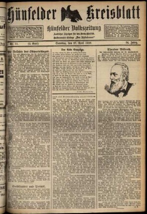 Zweite Ausgabe vom Samstag, den 27. April 1929.