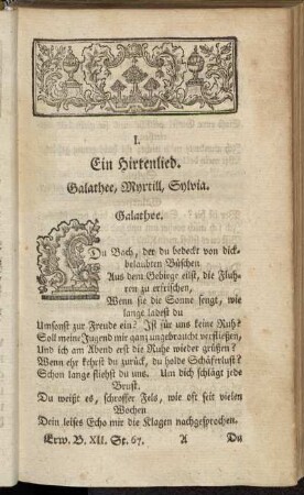 I. Ein Hirtenlied. - IV. Leben des la Fontaine.