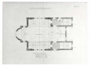 Rastatt, RA; Neue Synagoge, Grundriss des Emporengeschosses (Bauplan von 1905)