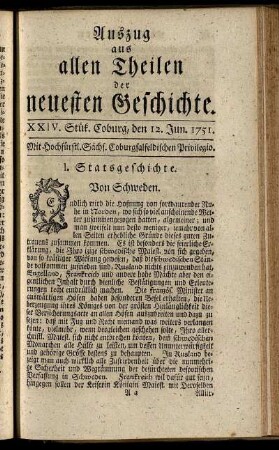 XXIV. Stük. Coburg, den 12. Jun. 1751.